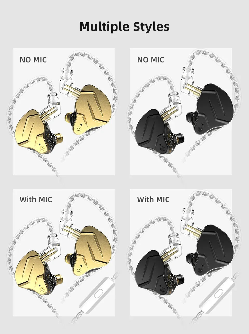 Wired In-Ear Monitors with Mic - Hybrid HiFi Bass Audio | Tidesmit Tidesmit
