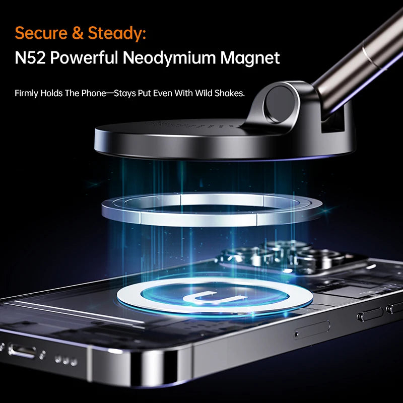 X68w Charging Car Magnetic Round Phone Holder for All Phones 360 Degree Rotating Magnetic Vacuum Suction Phone Mount Holder Tidesmit