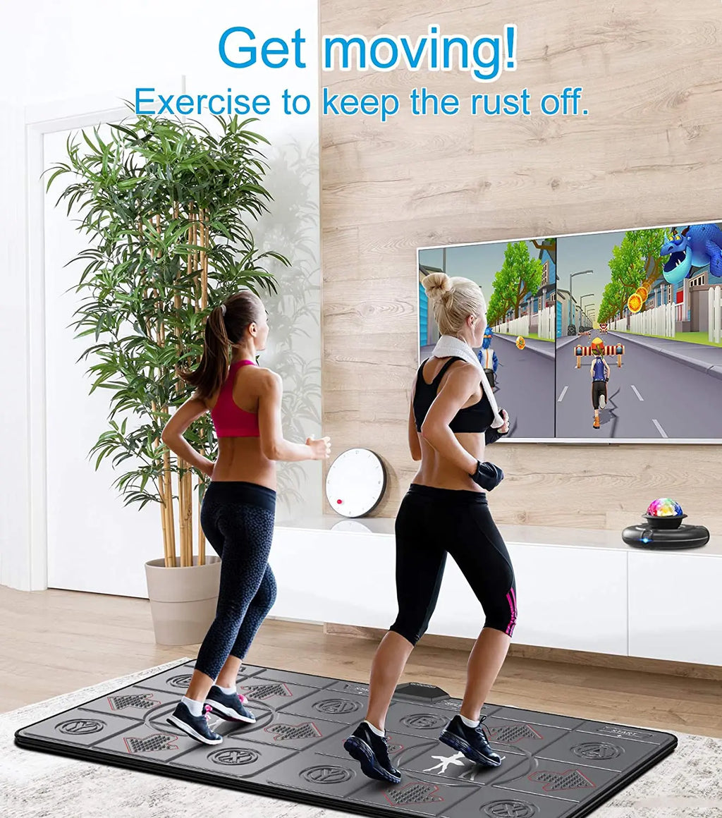 Dance Mat Game for TV / PC Motion Sensing Double User with Two Wireless Handle Controllers Non-Slip Massage Yoga Pads