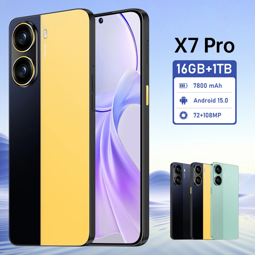 Tidesmit 2026 X7 Pro smartphone side view showcasing the sleek design and expansive 7.3 inch edge-to-edge display.