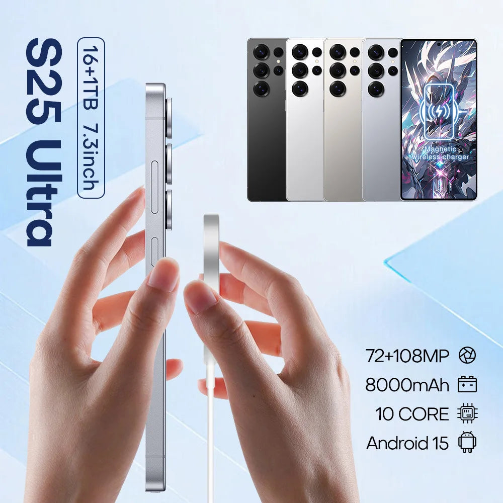 Factory Price Big Screen Phone S25 Ultra 16+1TB Global Version Android 5G Smartphone Dual-SIMdual-standby HD Unlocked Phones Tidesmit