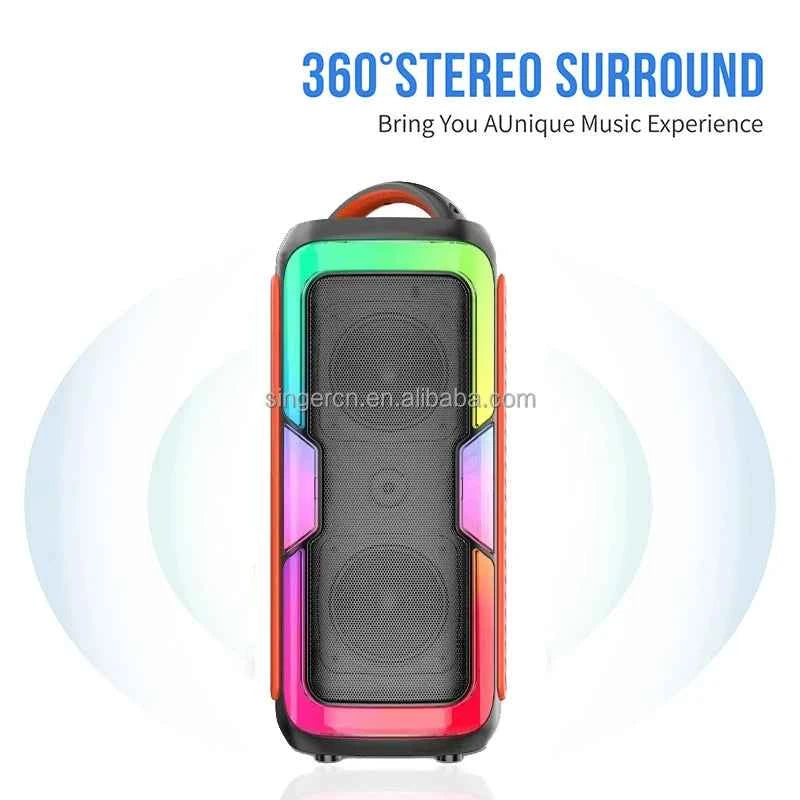 JQS4407 Portable Dual 4 Inches Battery Powered Rechargeable USB AUX Party Bt Speaker with Optical Input Led Speakers My Store