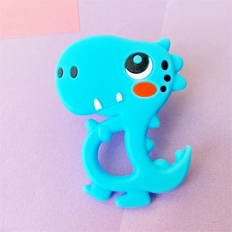 1pcs Teether Animal Silicone Baby Teething Toy Rodent Food Grade BPA Free Cartoon Dinosaur Pendant Nursing Necklace