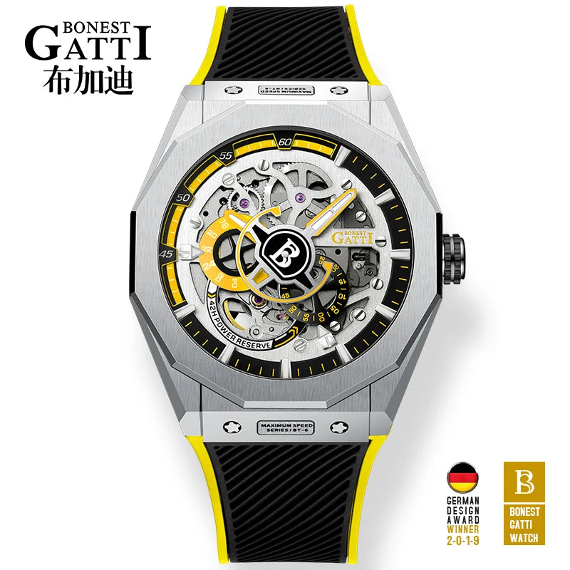BONEST GATTI  Hot Sale Japan Citizen Movement Men Fashion Sport Automatic Mechanical Watch