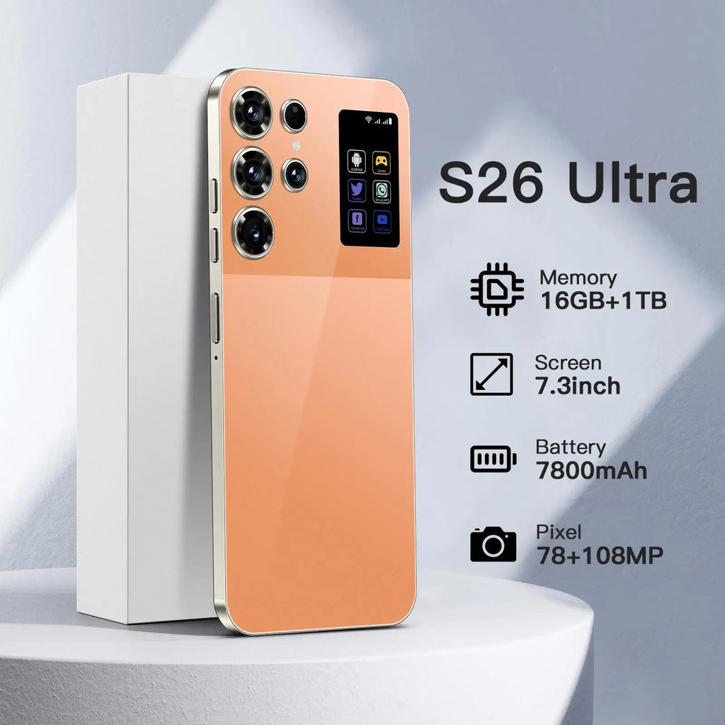 High-end Samsung Galaxy S26 Ultra 16GB RAM unlocked 5G smartphone with 7800mAh battery and dual SIM support