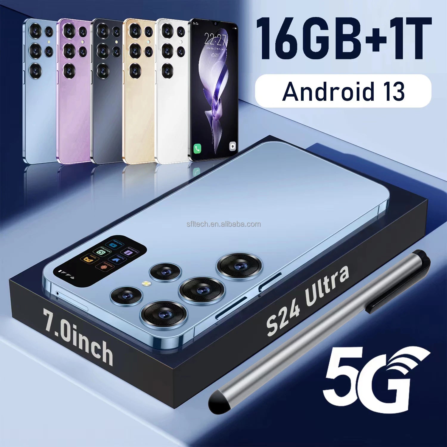 Wholesale S24 Ultra 16GB+1TB Android SmartPhone 5G Dual SIM Dual Standby Unlocked Mobile Phone S24 ultra Smart Phone Tidesmit