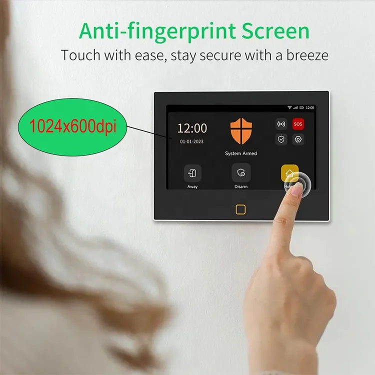 Tuya Smart WiFi 4G Home Security Alarm System Kit 7 Inch Full-Color ABS Touch Screen Display 5000mAh Battery GSM Network Tidesmit