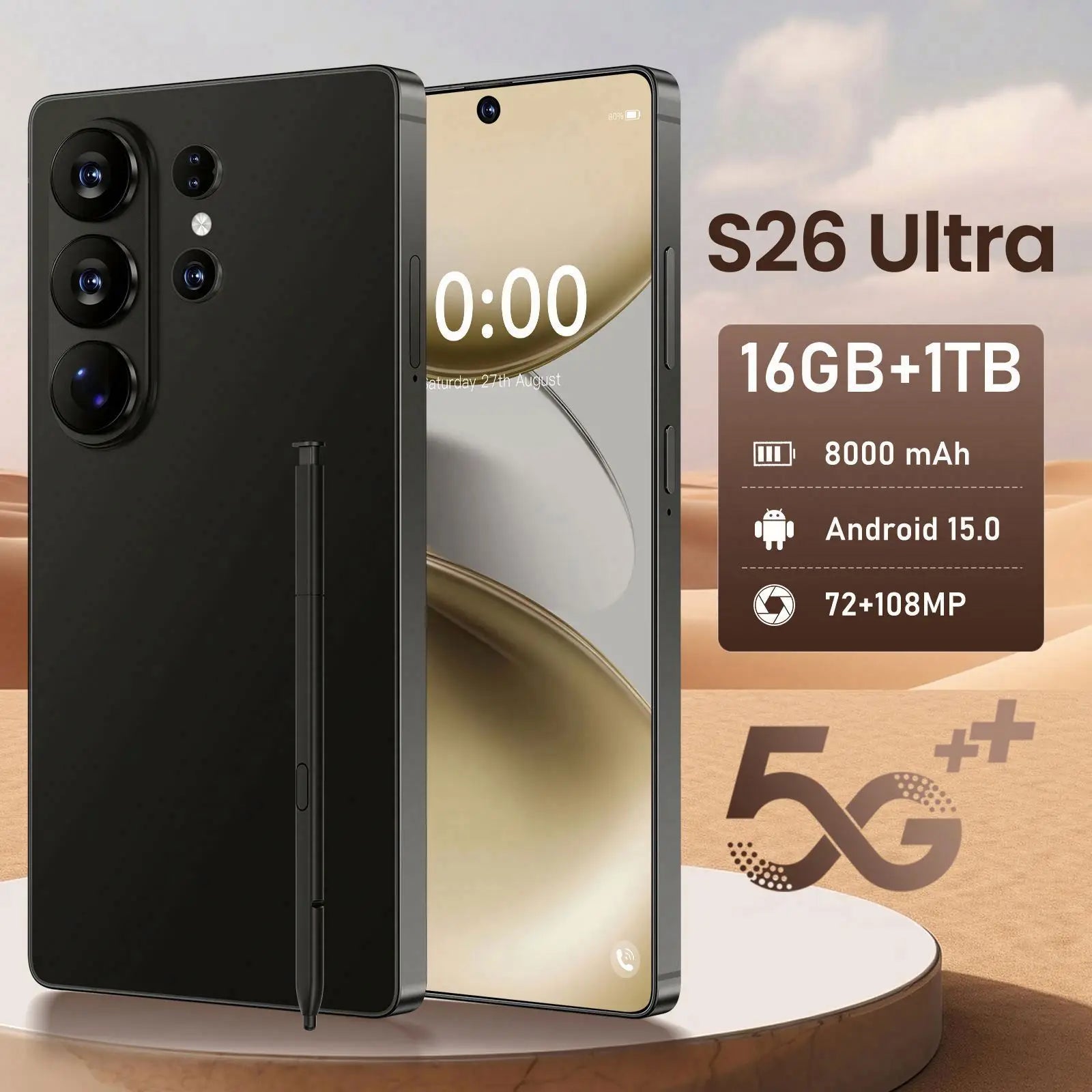 Original S26 Ultra 16GB 1TB Android 15 unlocked 5G smartphone with dual SIM support side view