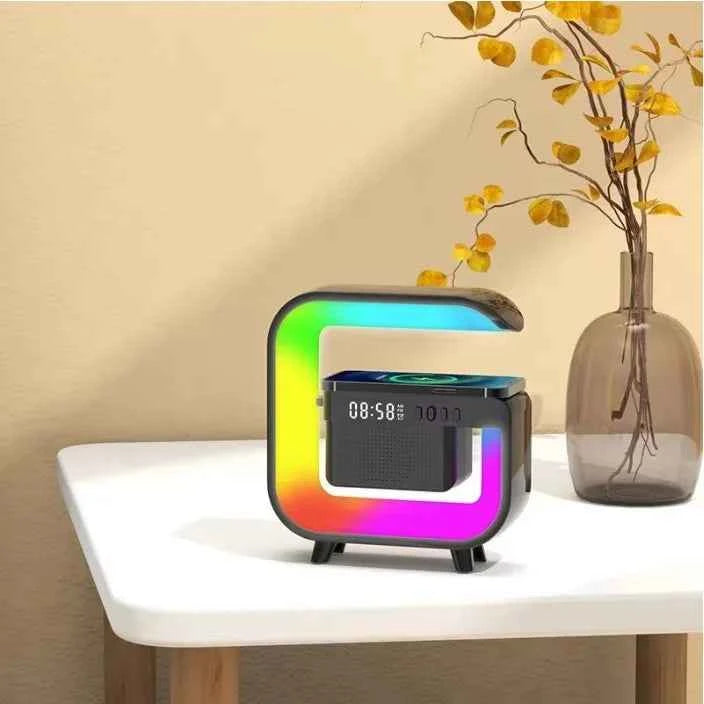 BT G3 Mini Speaker Night Light Multi Functional with Alarm Clock Speaker Led Wireless Charger Speakers Black plastic My Store