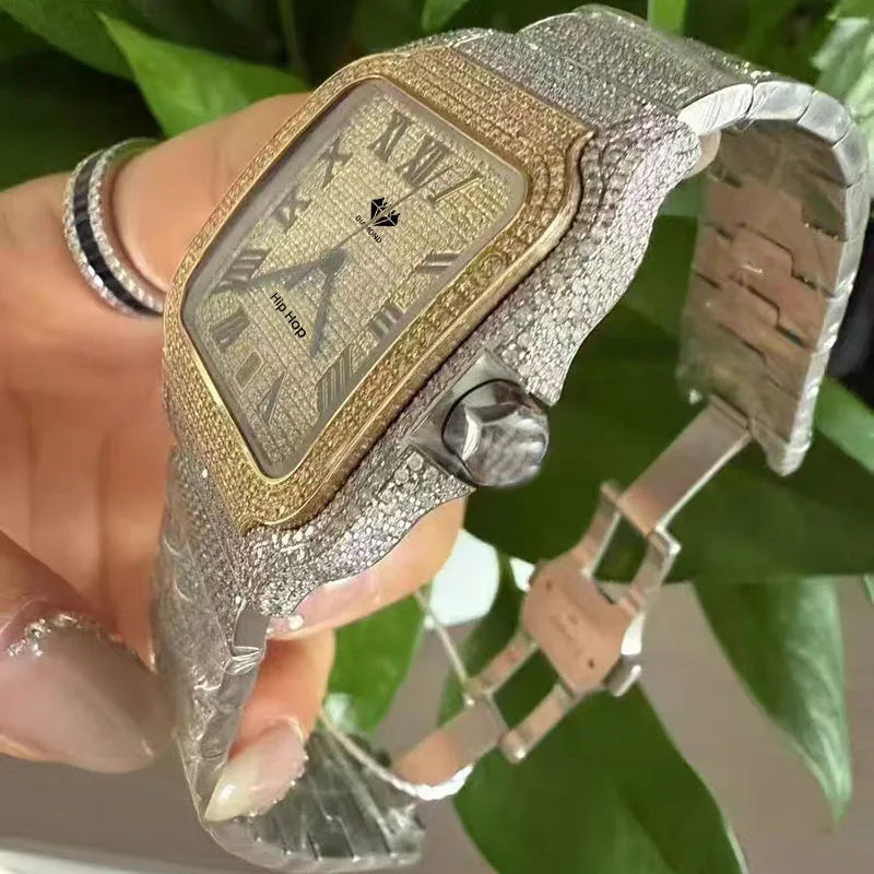 Hot Selling Luxury Fashion OEM ODM Moissanite Automatic Mechanical Watch Men VVS Moissanite Diamond Women Watch