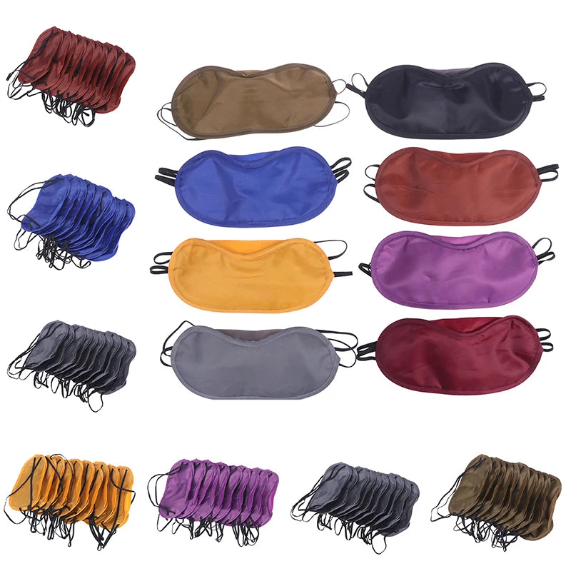 10Pcs Eye Cover Imitated Silk Sleep Eye Mask Sleeping Padded Eye Masks Shade Patch Women Men Blindfold Travel Sleepmasker