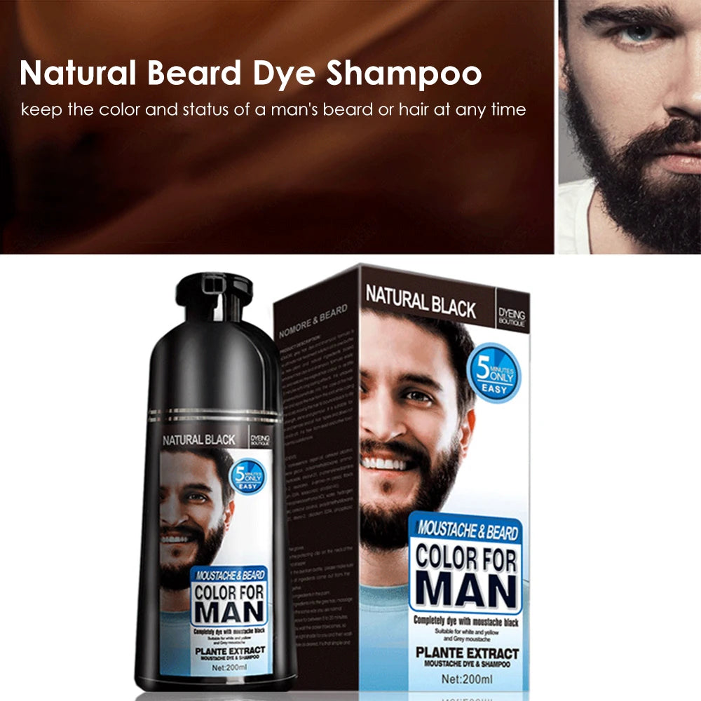5pcs Instant Hair Dye Black Beard Shampoo for Men Natural Beard Coloring Temporary Blackening Moustache Shampoo Wash convenient