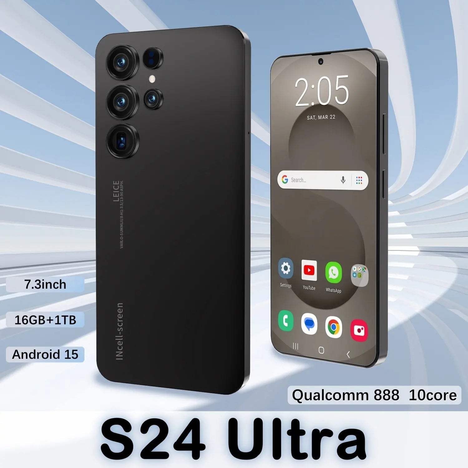 2026 S24 Ultra 5G smartphone with 7.3 inch HD display 16GB RAM 1TB storage and advanced 108MP camera system