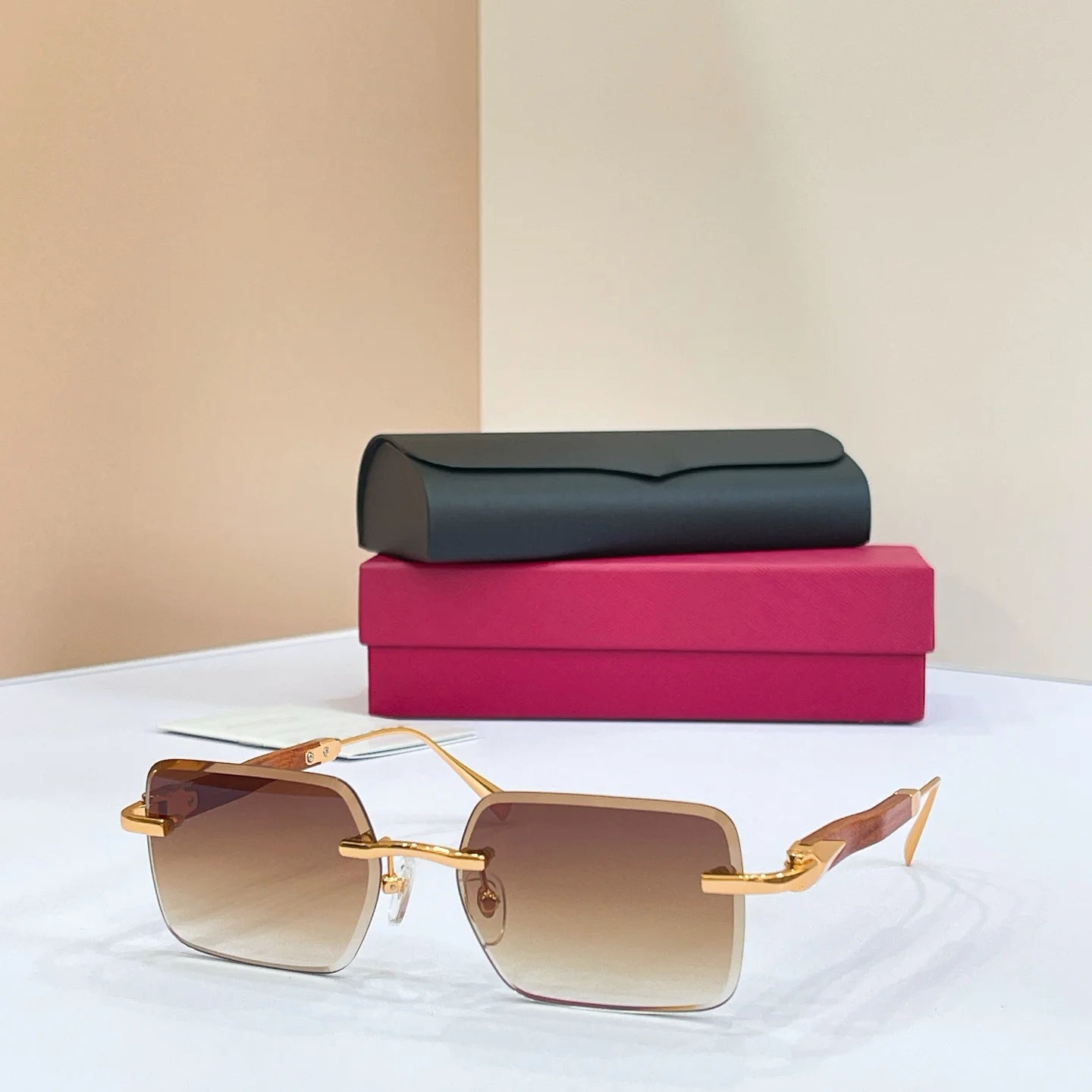 High-quality Luxury Designer Sunglasses-Polarized Lenses Rimless Frame-Light Weight Comfortable for Unisex Use-Trendy Logo
