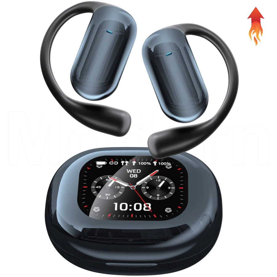 YYK-Q16s Pro OWS Open Ear Hook Wireless Earphones LCD Full Color Touch Screen Earbuds with Custom Equalizer Mode, Etc Tidesmit