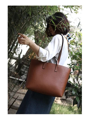 Women Luxury Genuine Leather Tote Soft Cowhide Handbag Two Sides Available Using Shoulder Bags Versatile And Durable