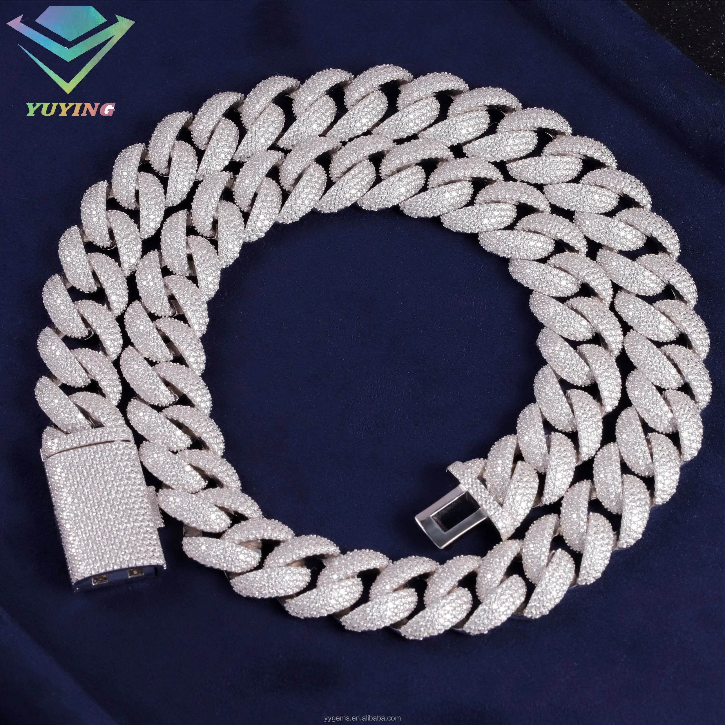 Custom Moissanite Heavy Silver Chain for Men 13mm-22mm Width S925 Solid Rose Gold Plated VVS Moissanite Diamond Cuban Link Chain