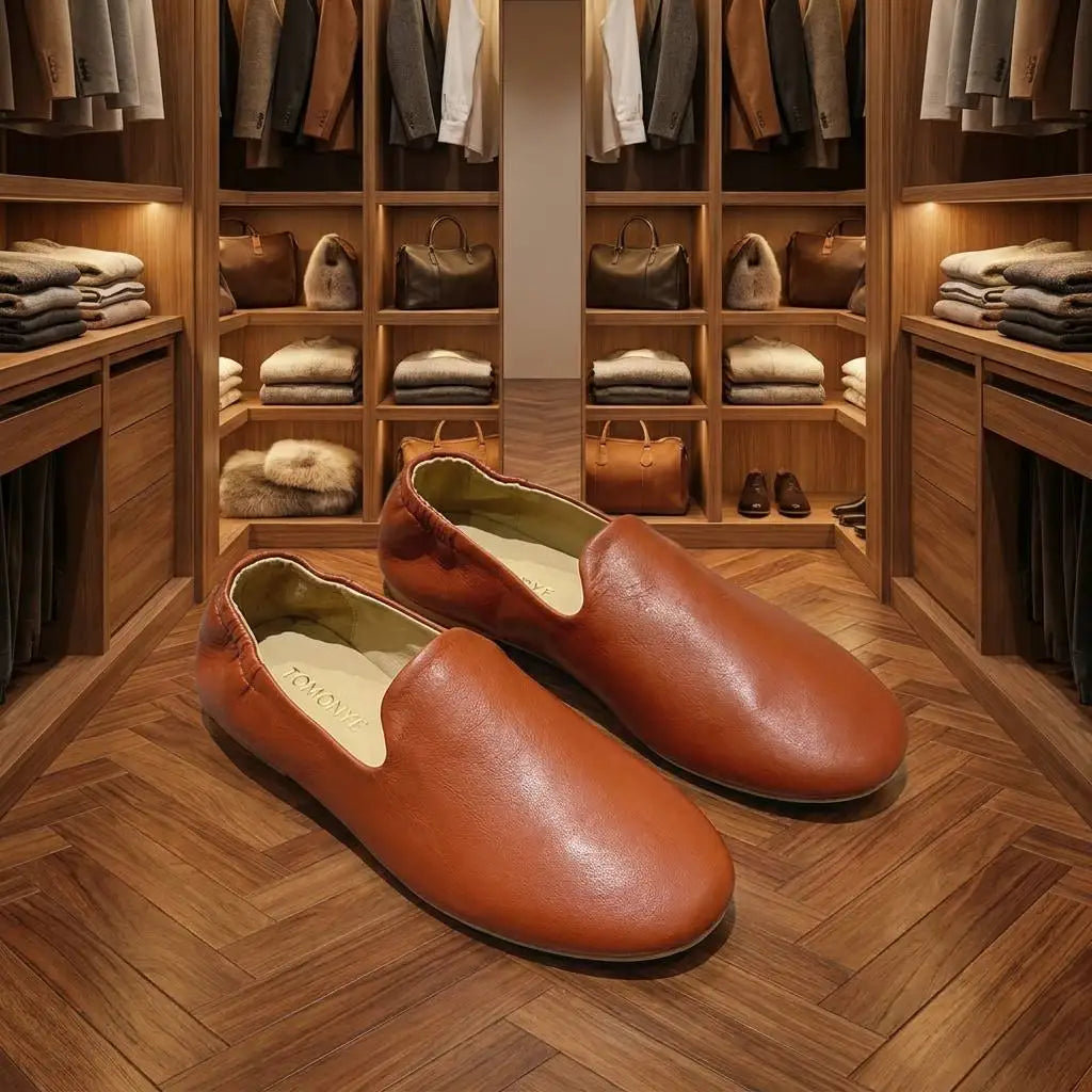 TOMONYE TY-L26 Minimalist Soft Leather Loafers, Comfortable Unstructured Flats for Women, Sexy Round Toe Glove Shoes