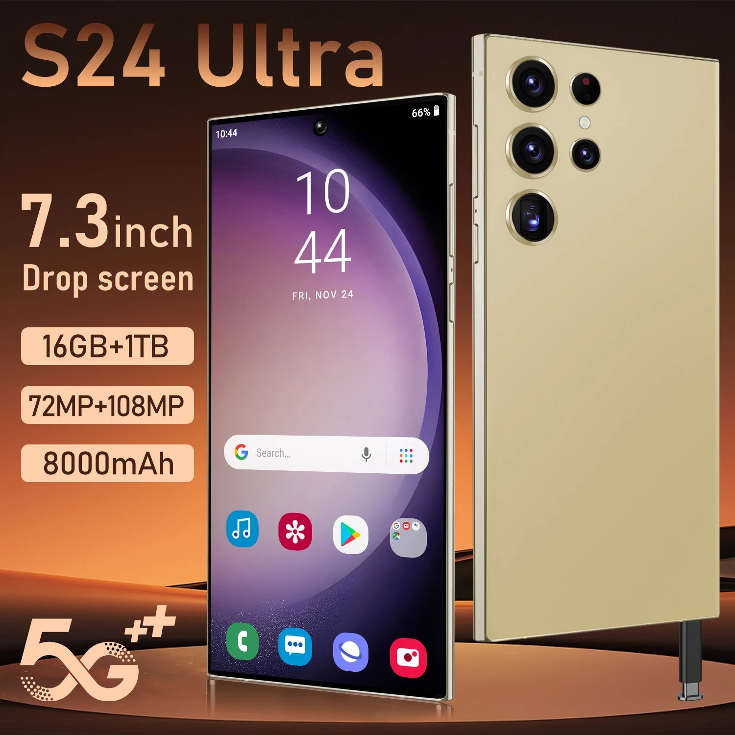 S24 Ultra Smart Phone 7-Inch Screen 16+1TB Storage Dual SIM Cheap 5G Smartphone with High-End Gaming Features Tidesmit