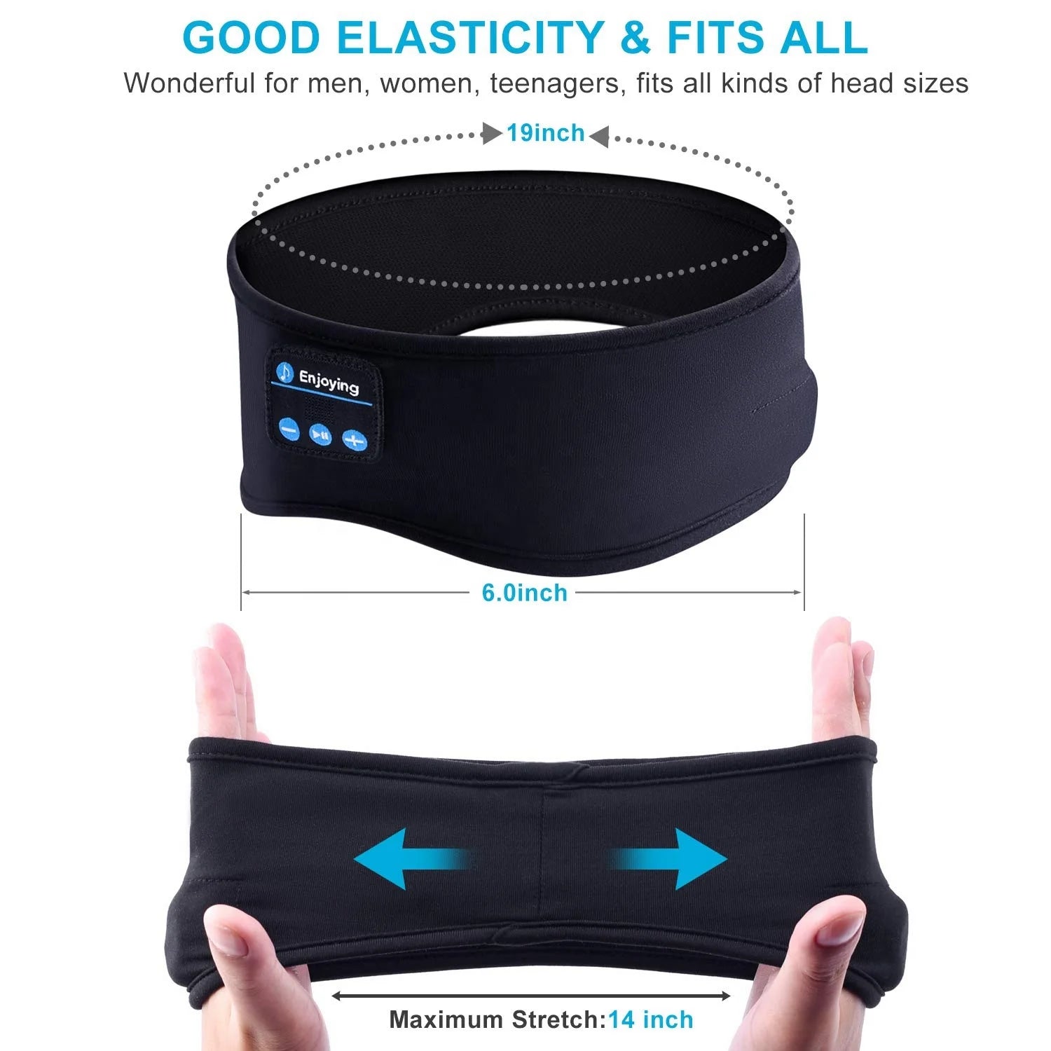 Bluetooth Headband Headphones Music Headband for Sleep Sports Headband Sweatband for Outdoor Sports and Sleep Tidesmit