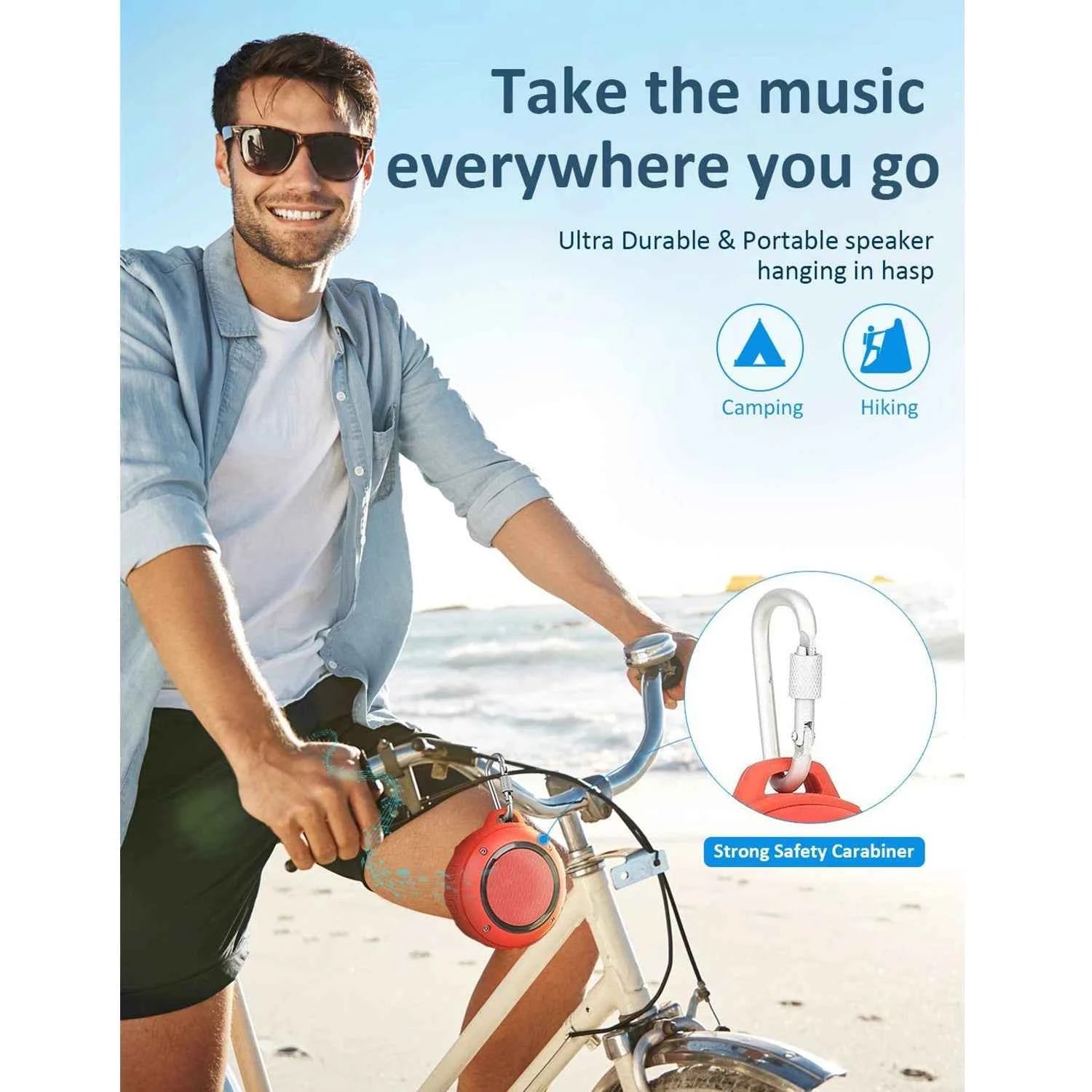 Kunodi F4 Outdoor Waterproof Bluetooth Speaker 10W TWS IPX6 Portable Mini Shower Speaker with MIC Enhanced Bass 12H Playtime My Store