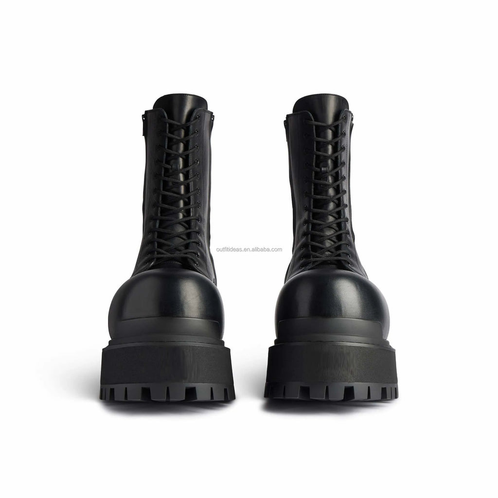 Exaggerated Sole 80mm Platform Height Extra Round Toe Worn-out Winter Luxury Leather Unisex Women Men Snow Boots Men Giant Boot