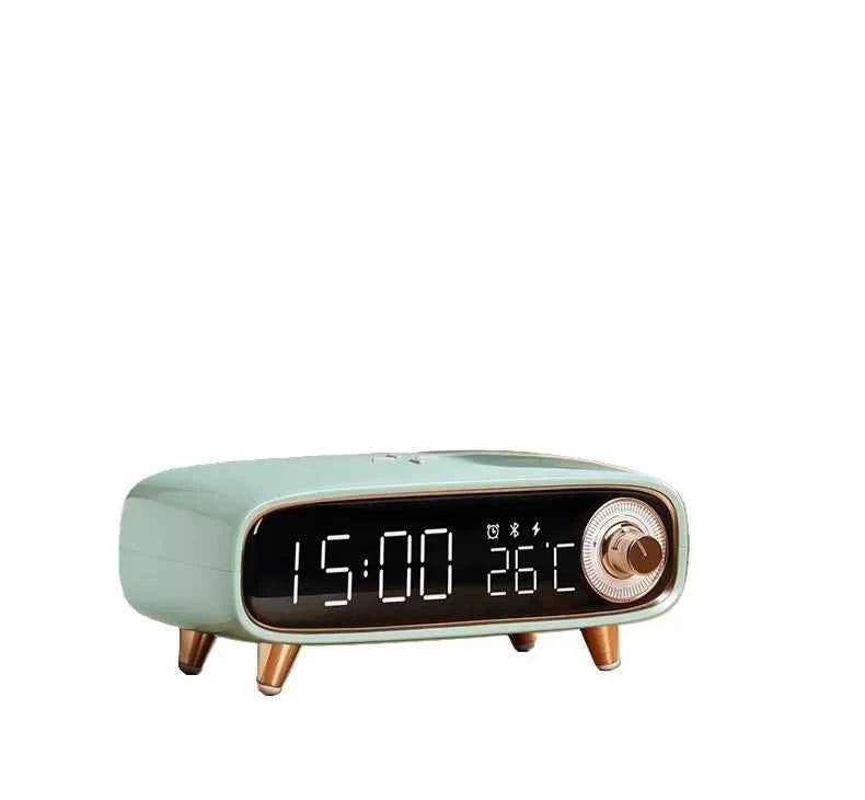 Eson 5V 1200mAh Bluetooth Speaker with Wireless Charging, Alarm Clock, and Temperature Display plastic My Store