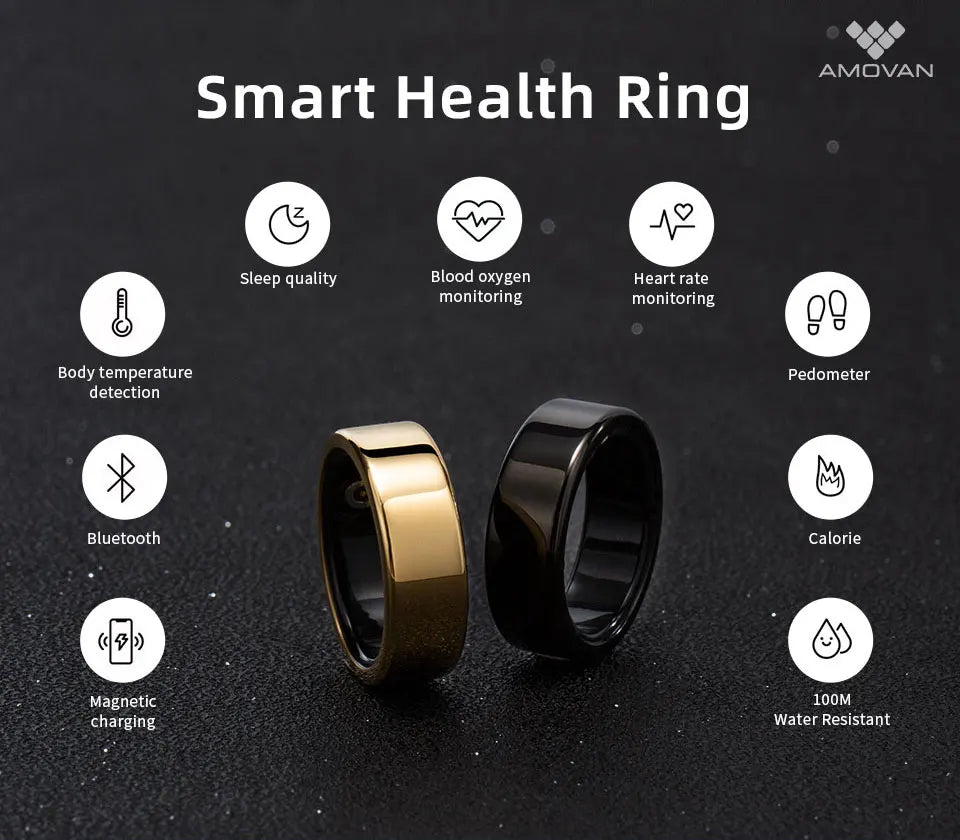 Smart Ring Intelligent Ring Heart Rate Monitor Fitness tracker Health Blood Oxygen Monitor Sleeping Monitor Ring Smart Tidesmit