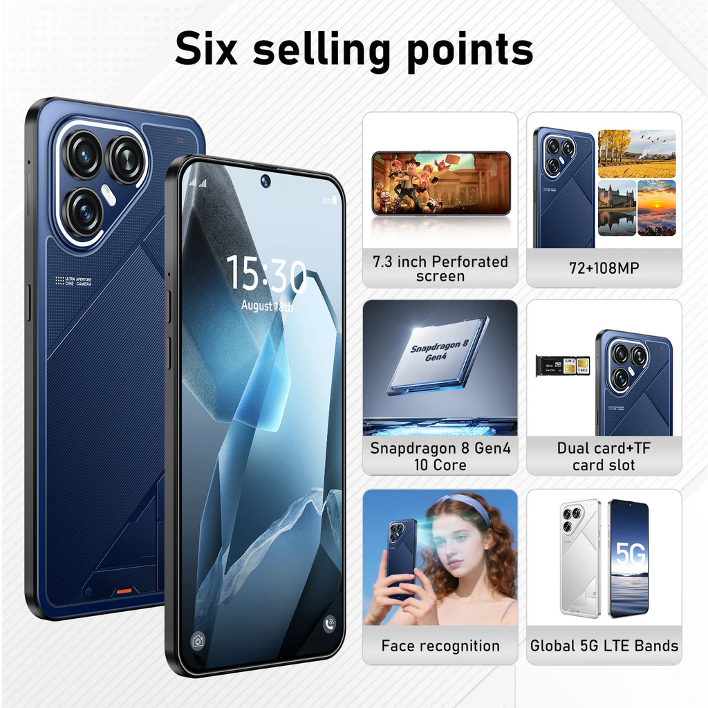 Pova7 Ultra 5G Smartphone, 7.3-inch Display, 1TB Storage - Black Tidesmit
