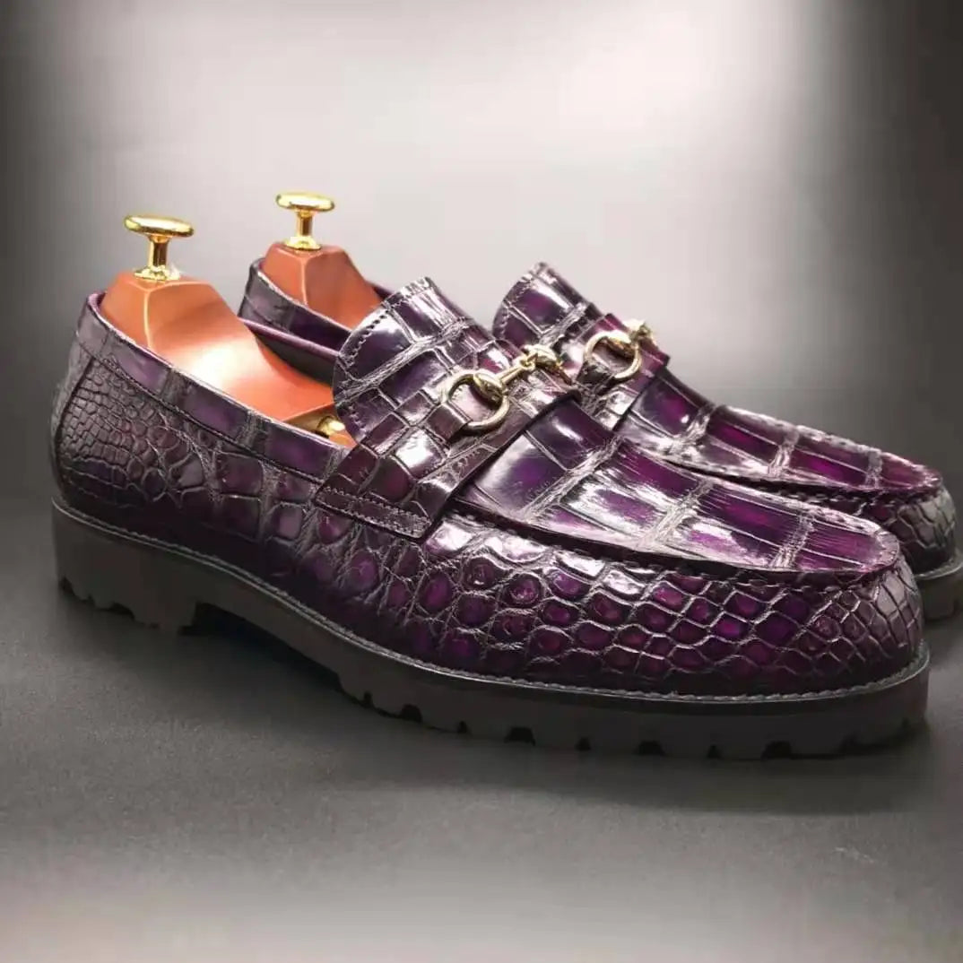Trendy Custom Color Luxury Shoes Loafers Men Crocodile Leather Slip-on Casual Loafers Handmade Alligator Skin Men's Dress Shoes