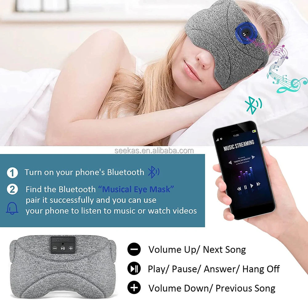 Drop Shipping Bluetooth Sleep Headphones Sleeping Eye Mask with Ultra Soft Speakers and Microphone 35 Hours of Music Play Time Tidesmit