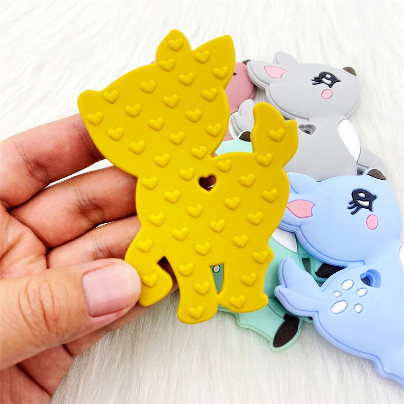 1pcs Silicone Fawn Teether Silicone Pandents DIY Teething Toys For Teeth Tiny Rod Baby Teethers Gift