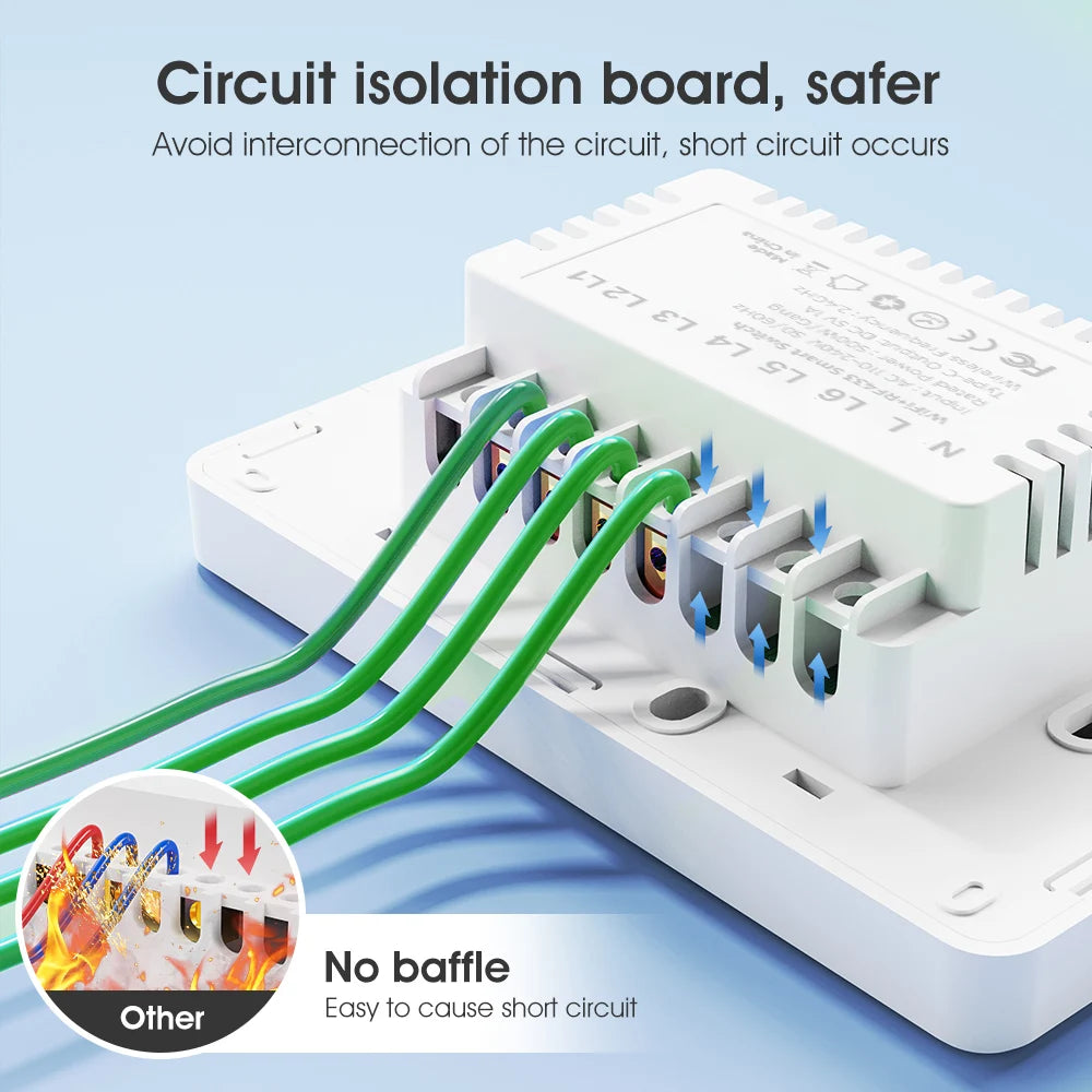 Smatrul Type C Wireless WiFi RF433 Smart Home Wall Switch with Alexa Google Home Timing Voice App Tuya Max Current 10A US Tidesmit