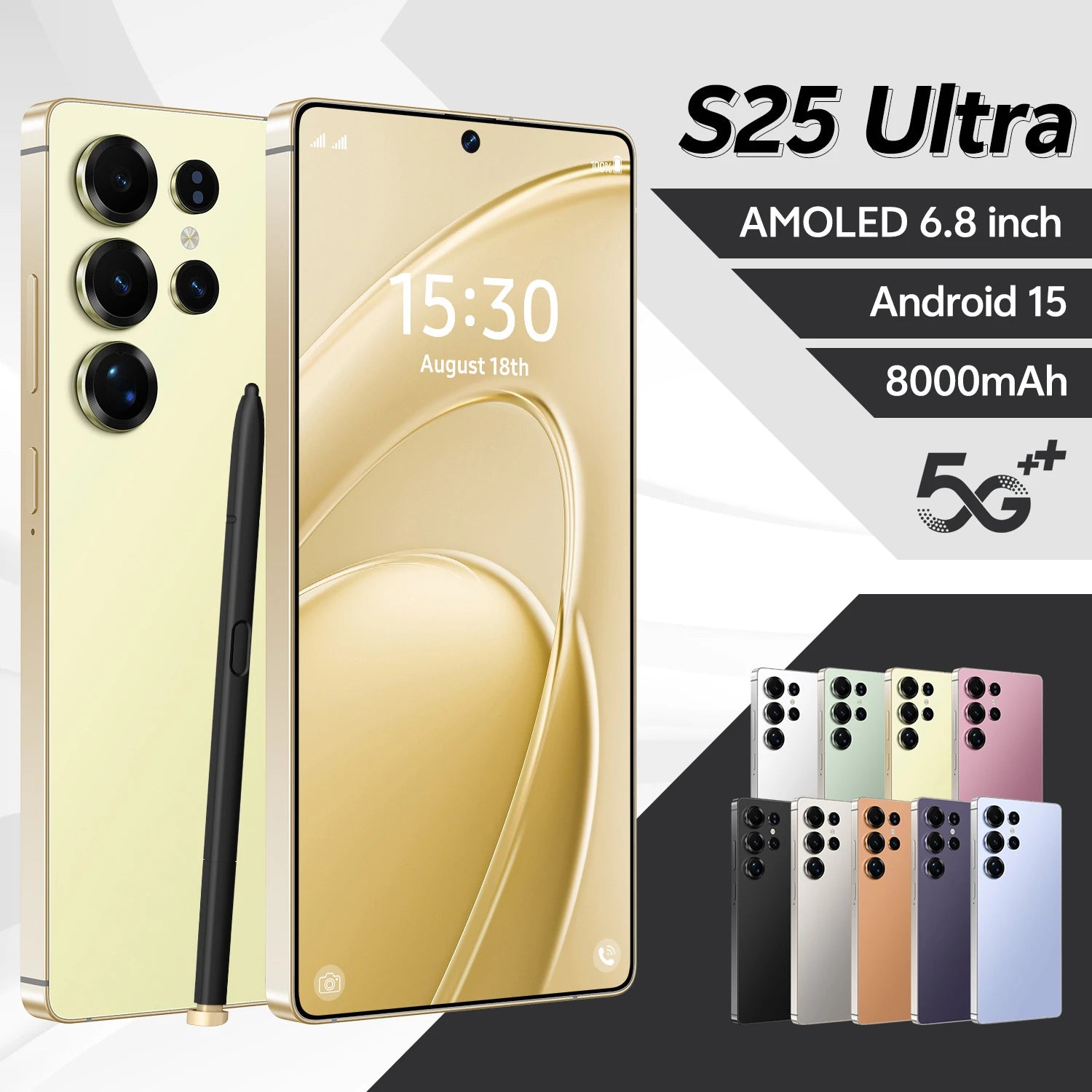 Tidesmit 5G Android 15 Smartphone, 1TB Storage, 16GB RAM - Dual SIM Gold 16g 1TB Tidesmit
