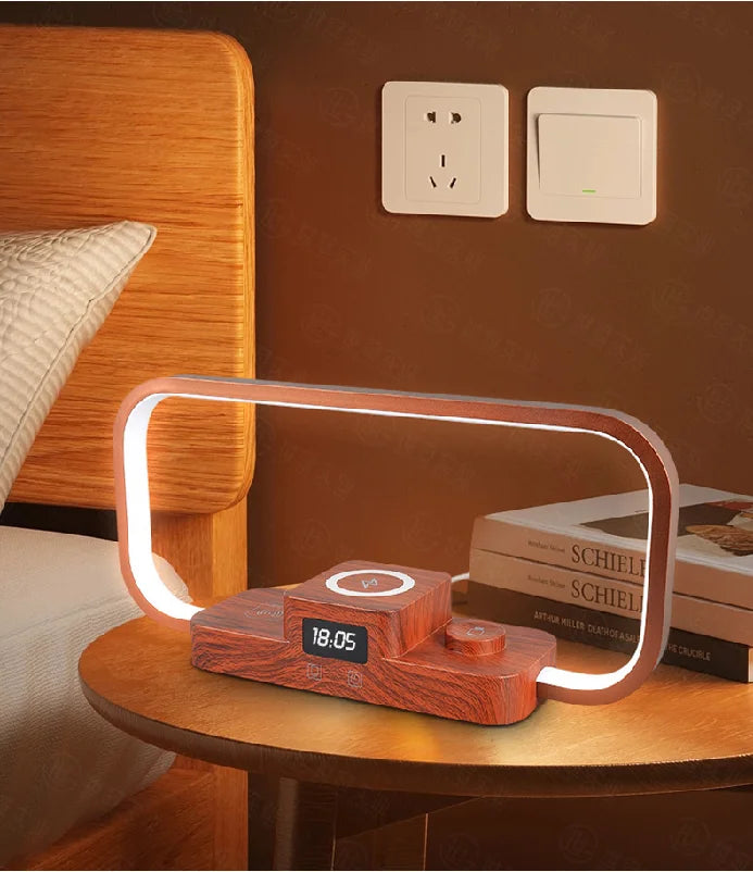 Fast Charging Stand Travel Essentials Iphone Table Lamp 3-in-1 Magnetic Wireless Charger With Led Lamp Alarm Clock for Bedroom Tidesmit