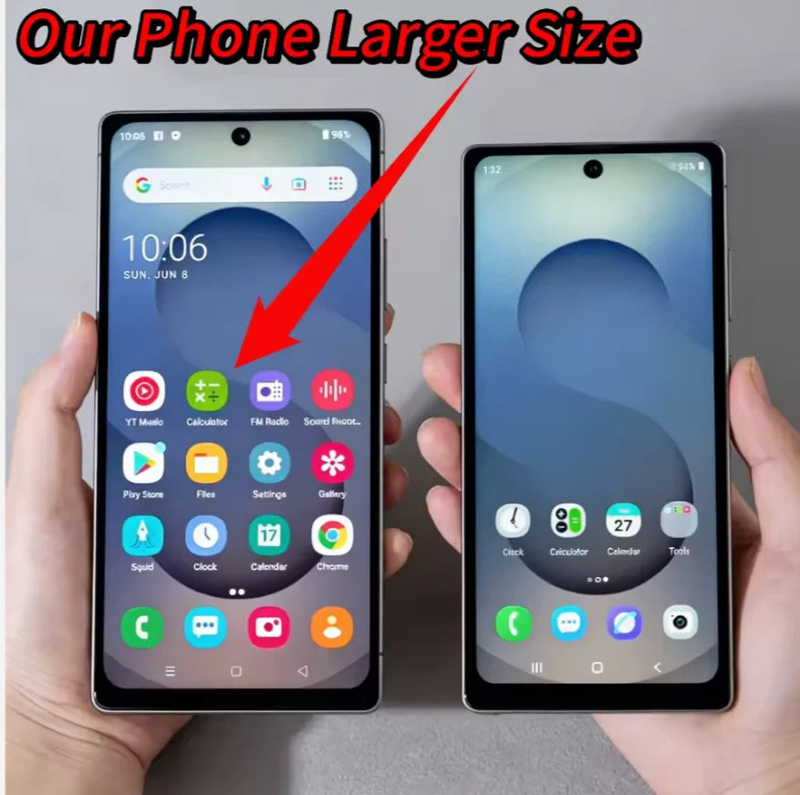 Close-up of Tidesmit S26 Ultra smartphone showing sleek build, side buttons, and ports on the 7.7 inch 5G device.