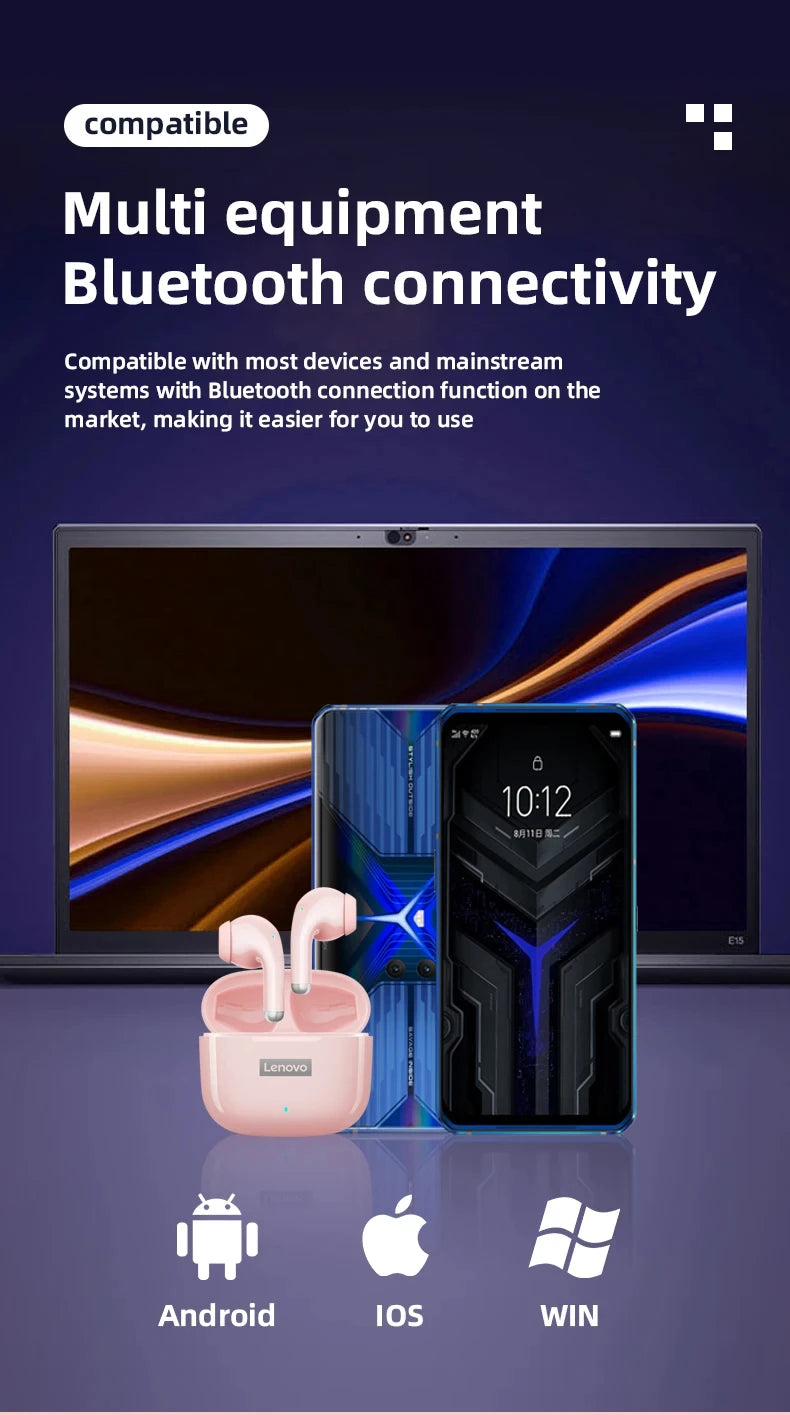Original Lenovo LP40 Pro Music Earphones Wireless BT 5.1 Earbuds Touch Control TWS Headset Sports Waterproof Headphone with Mic Tidesmit