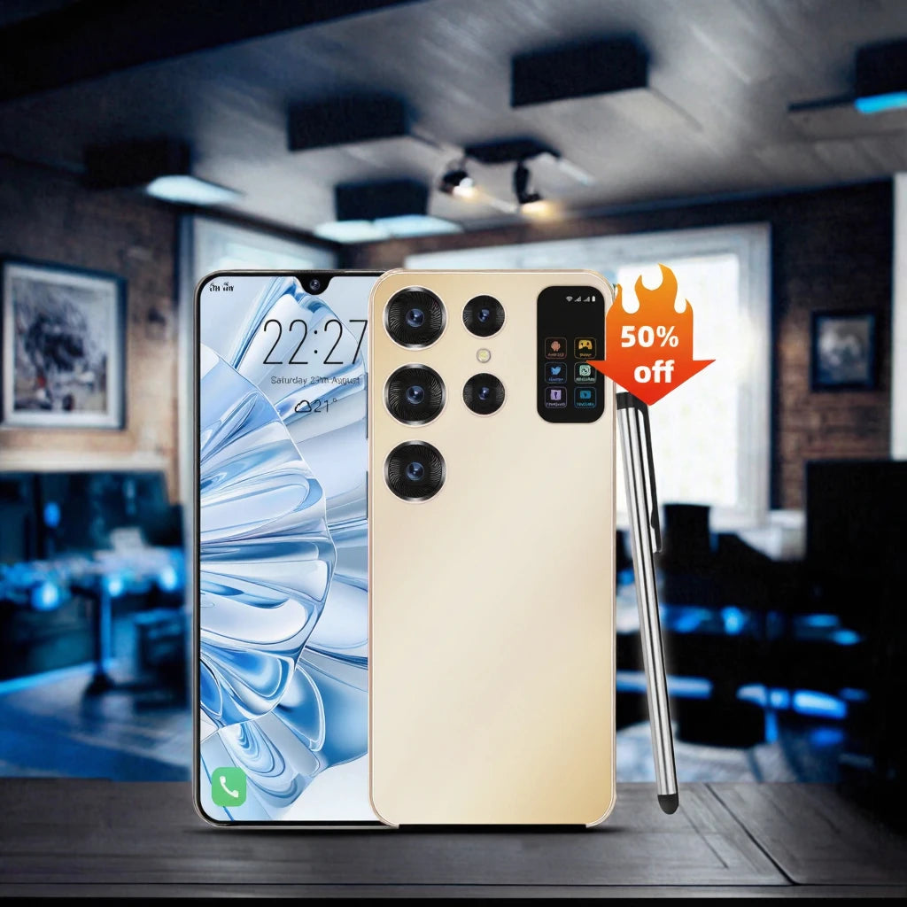 Close-up of Tidesmit S27 Ultra Android smartphone showing edge design, physical buttons, and charging port details.