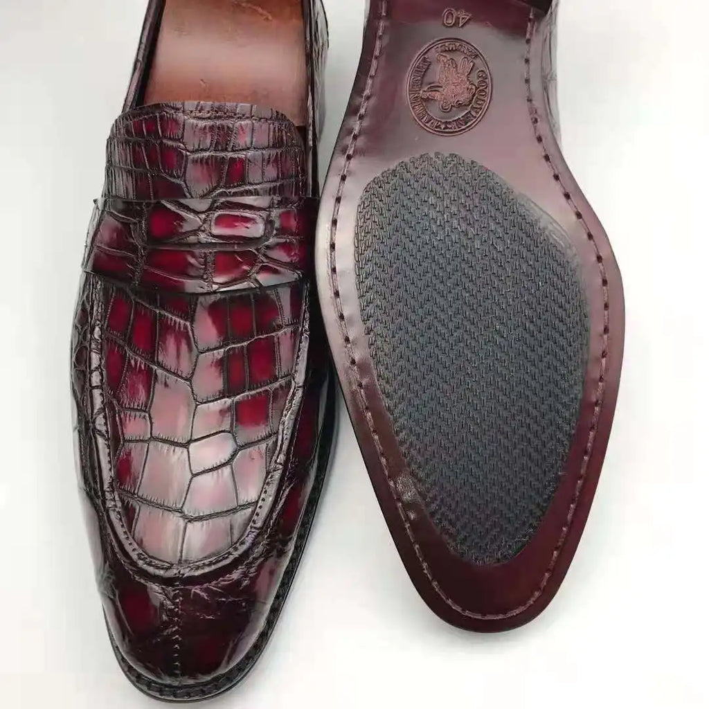 Popular Design Mens Loafer Shoes Stylish Luxury Men's Leather Shoes Top Quality Genuine Crocodile Leather Goodyear Men's Shoes