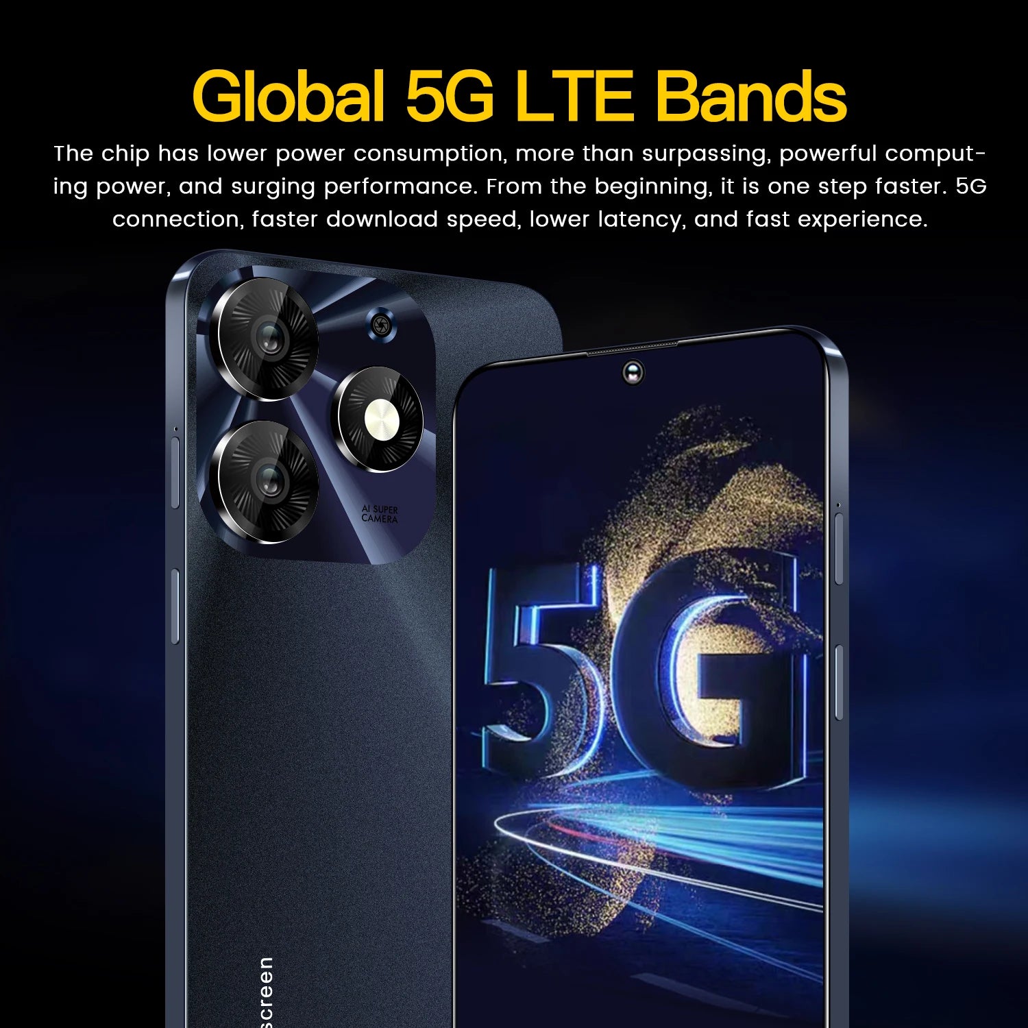 Tidesmit 7.3-inch 5G Android smartphone with dual SIM slots for global connectivity and factory direct pricing.
