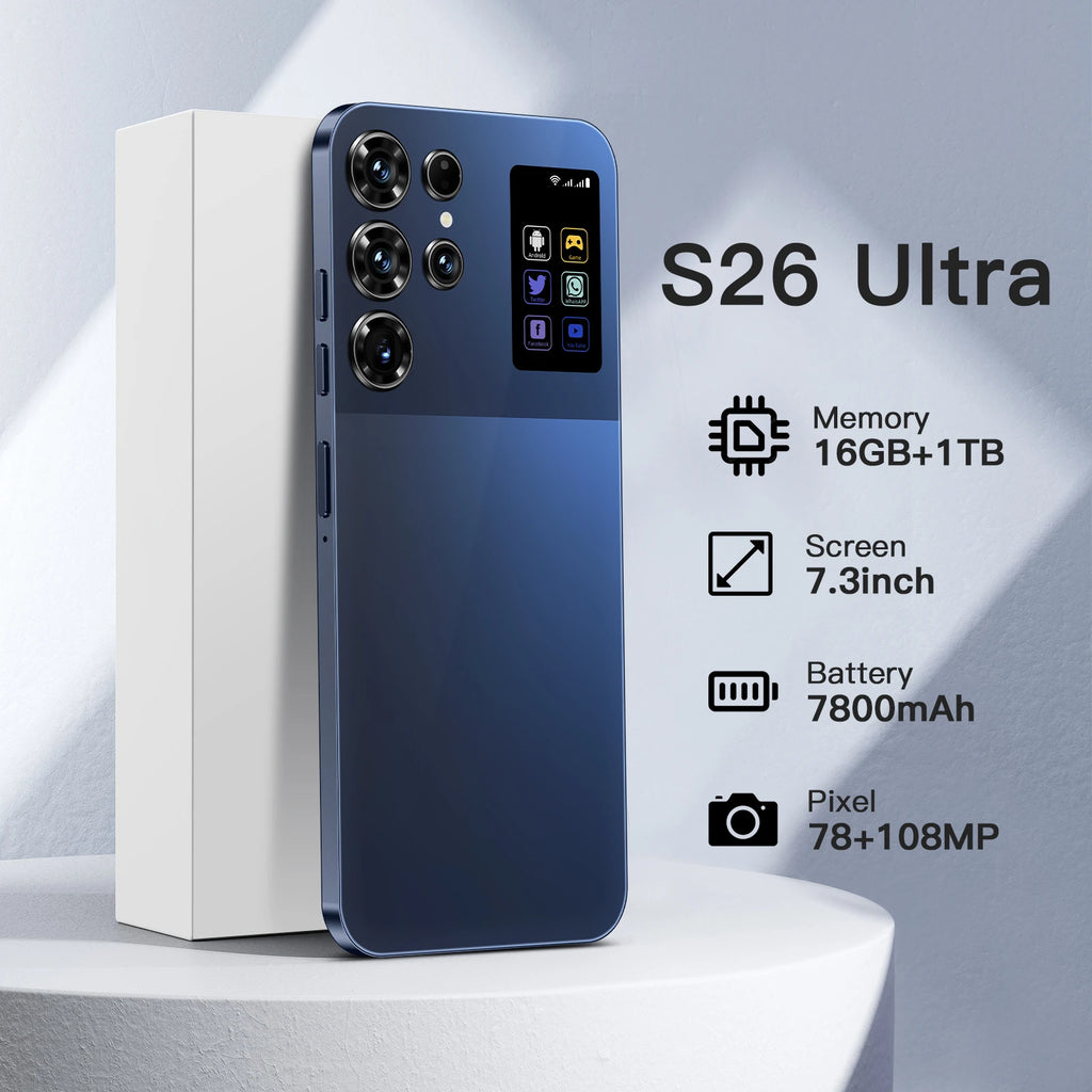 Global Version Mobile Phone S26 Ultra Supports 3G/4G/5G Dual SIM Android 14 16GB+1TB Smartphone for S26 Ultra Tidesmit