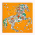 Luxurious 140x140cm Large Square Flower Horse Printed Brand Cashmere Silk Scarf Gift  for Elegant Individuals in Stock MOQ 1 PC