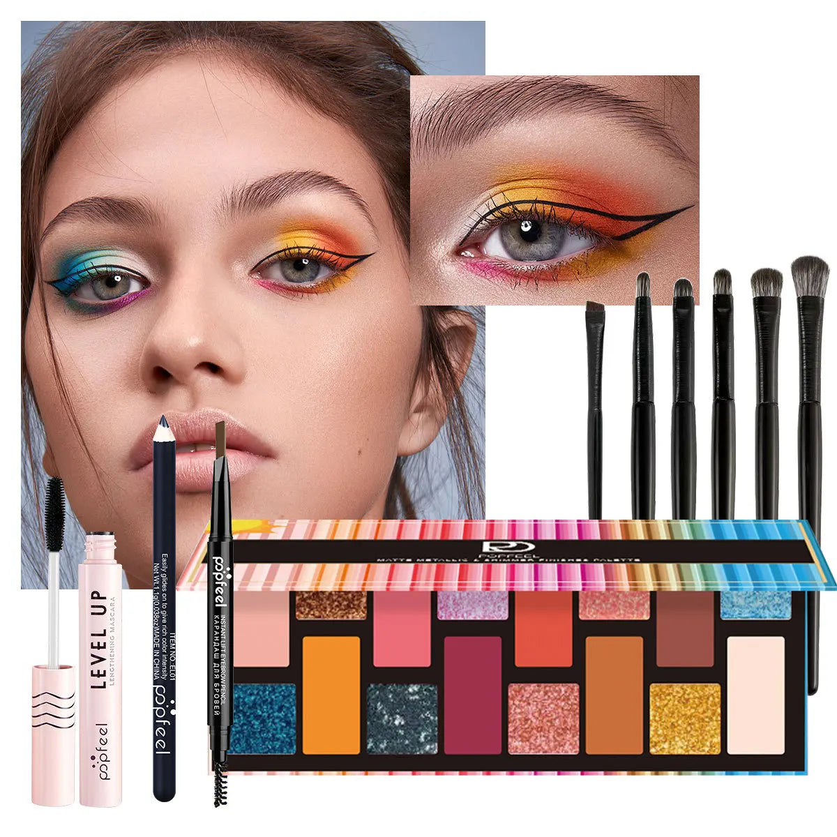 Wholesale Cheap and Good17 Styles Makeup Set Eyeshadow Lipstick Eyebrow Pencil Lip Gloss Makeup Brush Cosmetics Kit ALIBABA SET004B Tidesmit