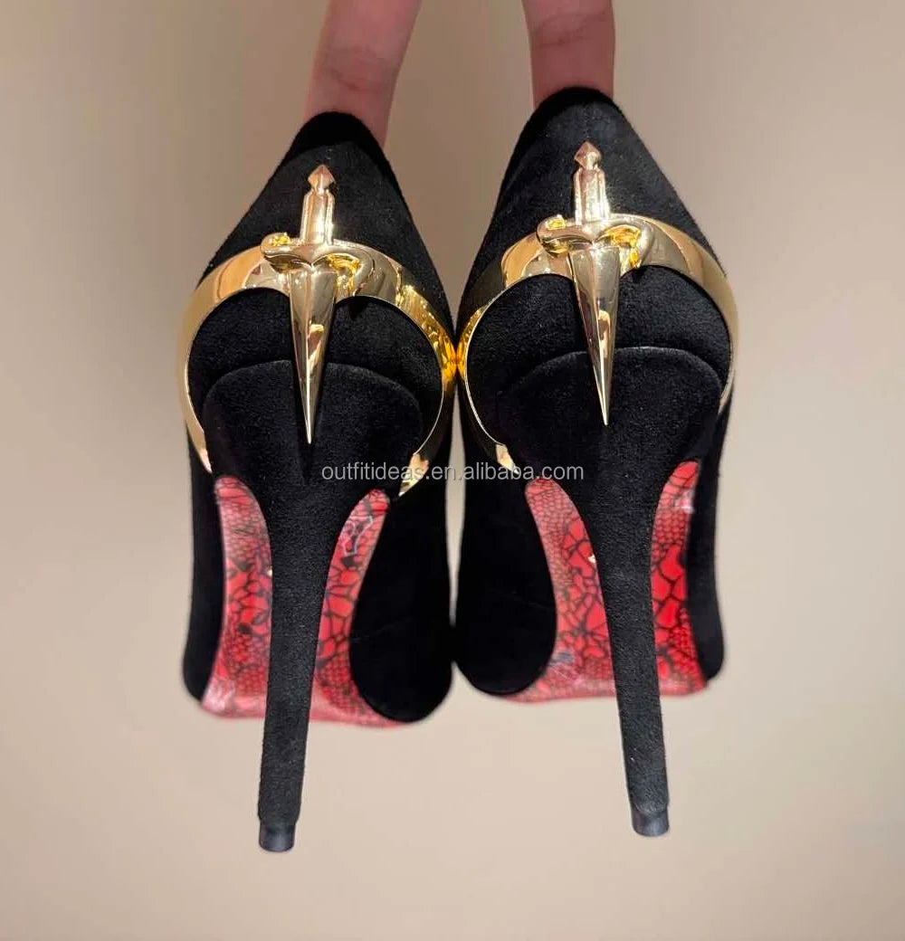 Large Size 44 Genuine Leather Luxury Top Quality with Tags Patent Leather Stiletto Heel 12cm Wedding Sandal Sharp Dagger Pump
