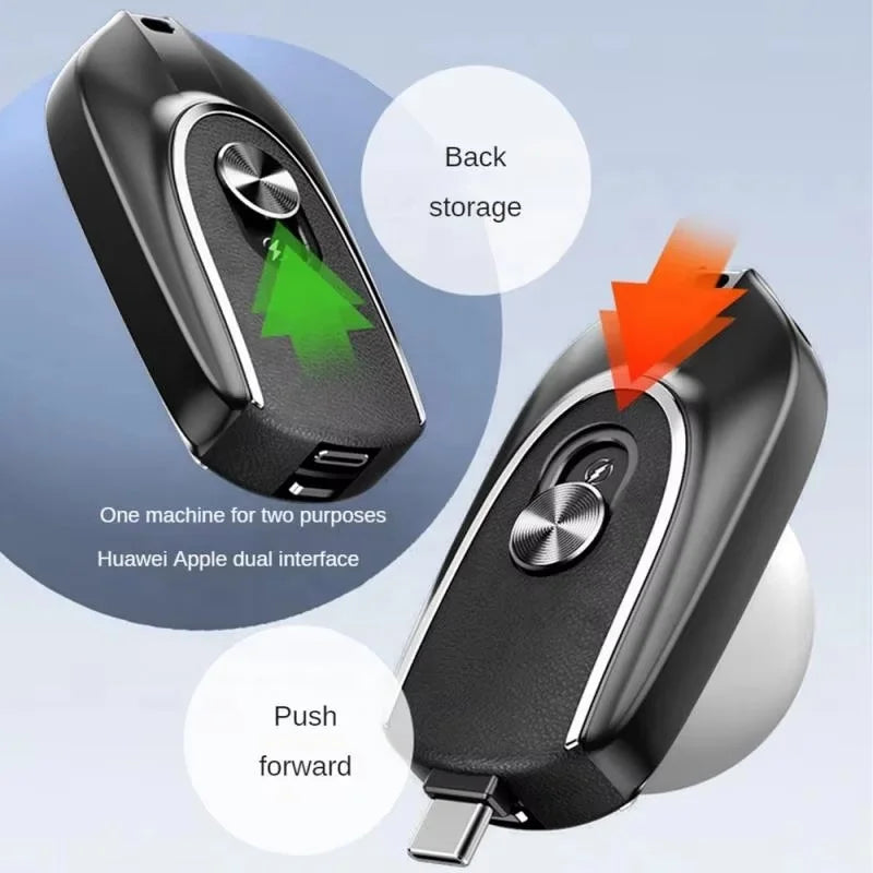 Mini Portable Cellphone Charger Backup Keychain USB Type C Fast Charging Power Bank Key Pods Tidesmit