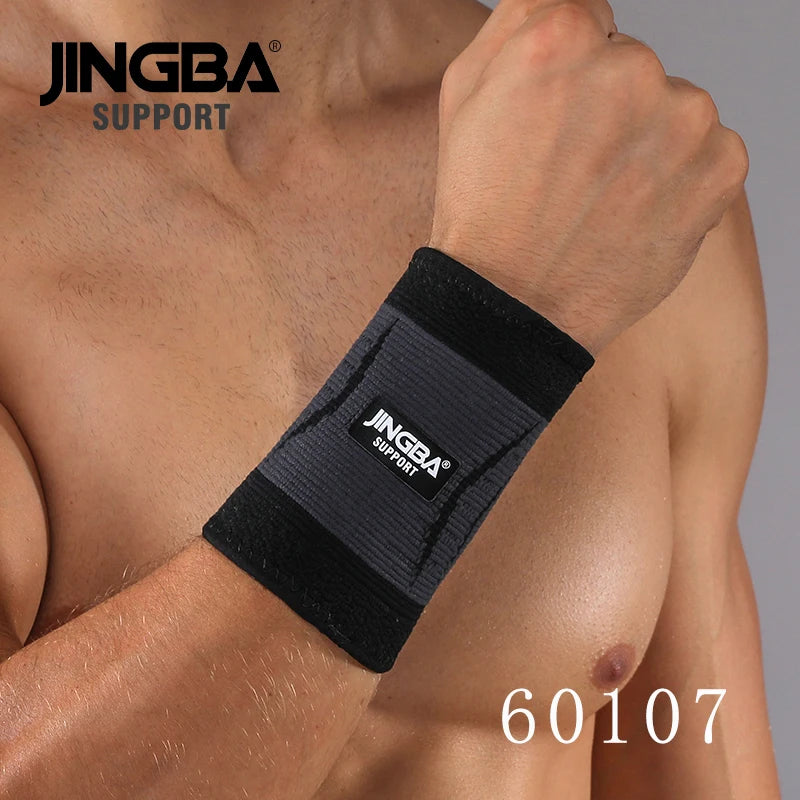 JINGBA Customized Elastic Nylon Knitting Wrist Support Wholesale Colorful Sports Wristband Brace Fitness Safety Product Black XL Tidesmit