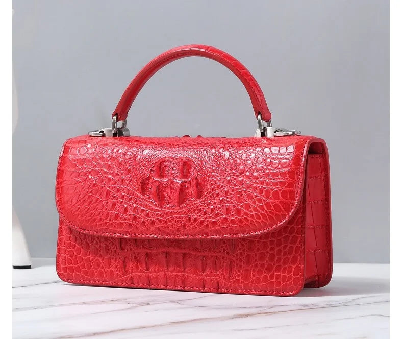 Fashion Designer Genuine Crocodile Leather Women's Small White Handbag Purse Authentic Crocodile Skin Female Flap Shoulder Bag