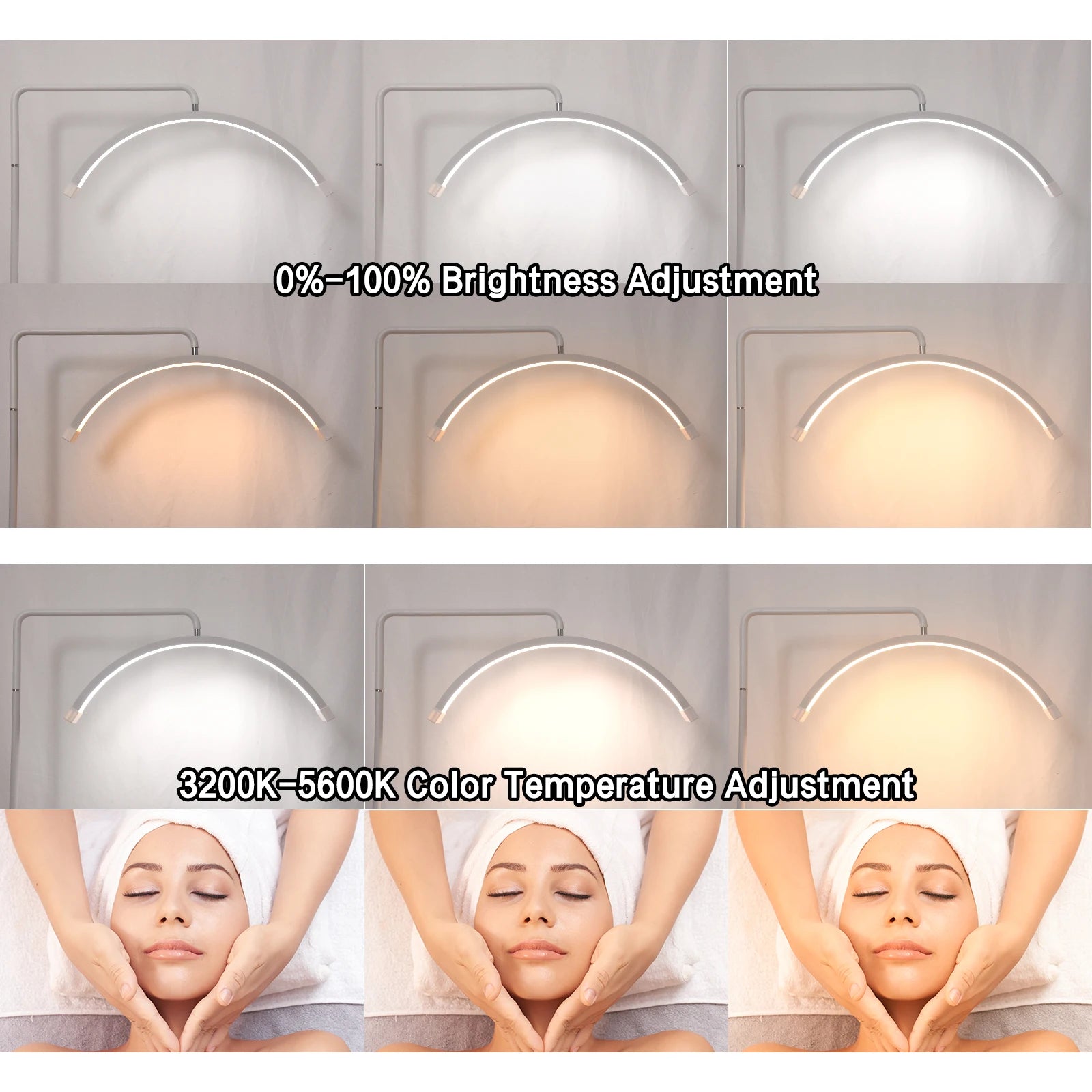 Fosoto Y9II Floor Lamp Half Moon Ring Lamp With Phone Clip LED Lash Light for Eyelash Beauty Tattoo Photography Lighting Tidesmit