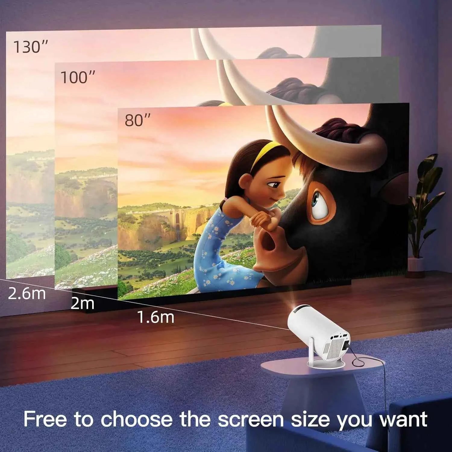 Dazzler HY300 Projector 130-inch Mini Projector 4K Android Smart Bluetooth Wifi Portable Led Projector with HiFi Speaker My Store