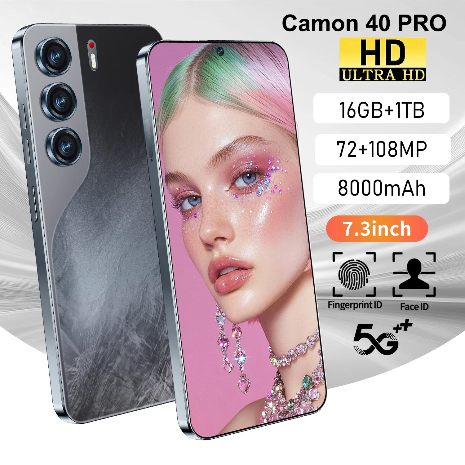 Close-up of TECNO CAMON 40 Pro curved AMOLED screen edges and metallic side buttons showing premium build quality.